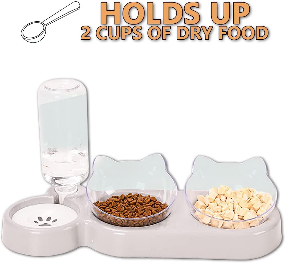 3-In-1 Cat Food and Water Bowl Set with Stand and Water Dispenser for Small/Medium Dogs and Cats - Image 4