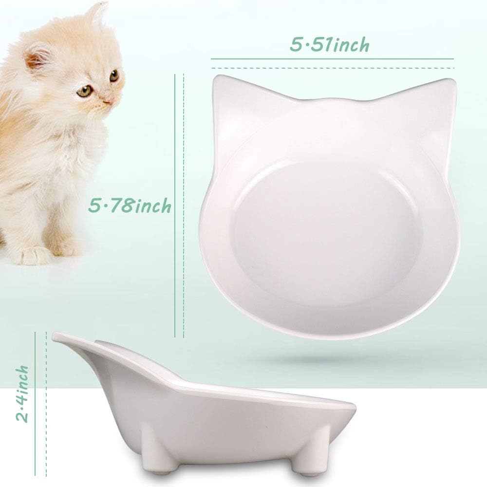 2 Pack Cat Bowls, Multi-purpose Pet Feeding Bowl, Anti-slip Cat Shaped Food and Water Feeder (White/Grey) - Image 6