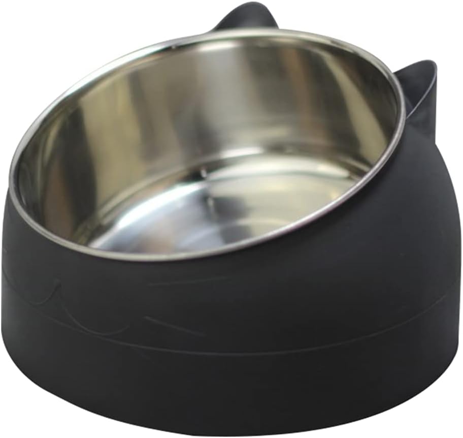 Stainless Steel Pet Cat Bowl 2-Pack, 200 ml, Black + White - Image 3