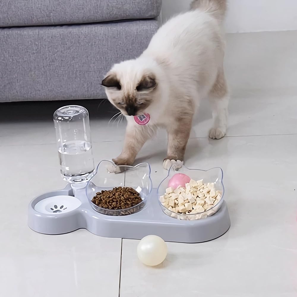 3-In-1 Cat Food and Water Bowl Set with Stand and Water Dispenser for Small/Medium Dogs and Cats - Image 8