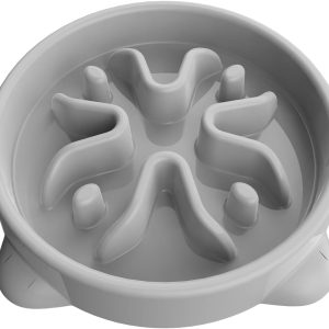 Small 16cm Anti-Choking Slow Feeder Dog Bowl, Grey