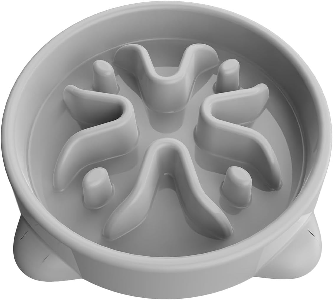 Small 16cm Anti-Choking Slow Feeder Dog Bowl, Grey