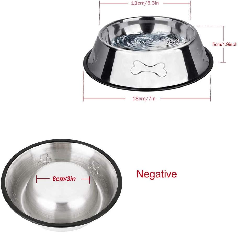 2 Stainless Steel Dog Bowls,Dog Feeding Bowls,Dog Food Plate Bowls With Non-slip Rubber Bases,Small Pet Feeder Bowls And Water Bowls (S- 350 ml/11.8oz) - Image 4