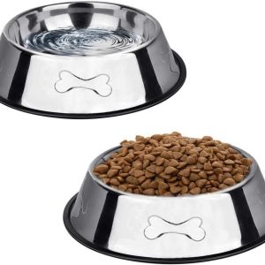 2 Stainless Steel Dog Bowls,Dog Feeding Bowls,Dog Food Plate Bowls With Non-slip Rubber Bases,Small Pet Feeder Bowls And Water Bowls (S- 350 ml/11.8oz)