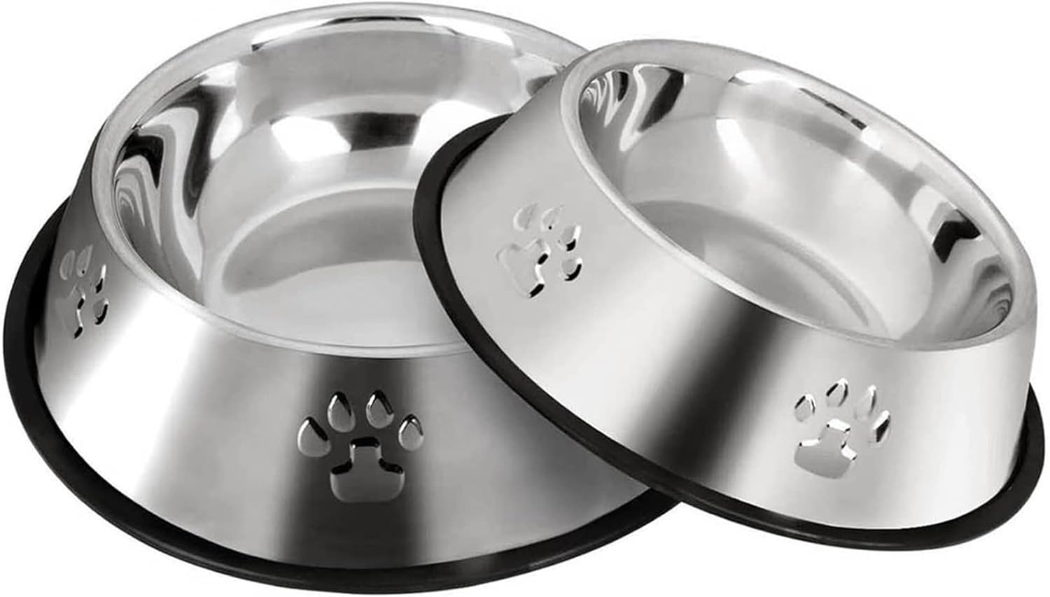 Stainless Steel Small Dog Bowls, Non-Slip Rubber Base, 2-Pack, 350 ml Each