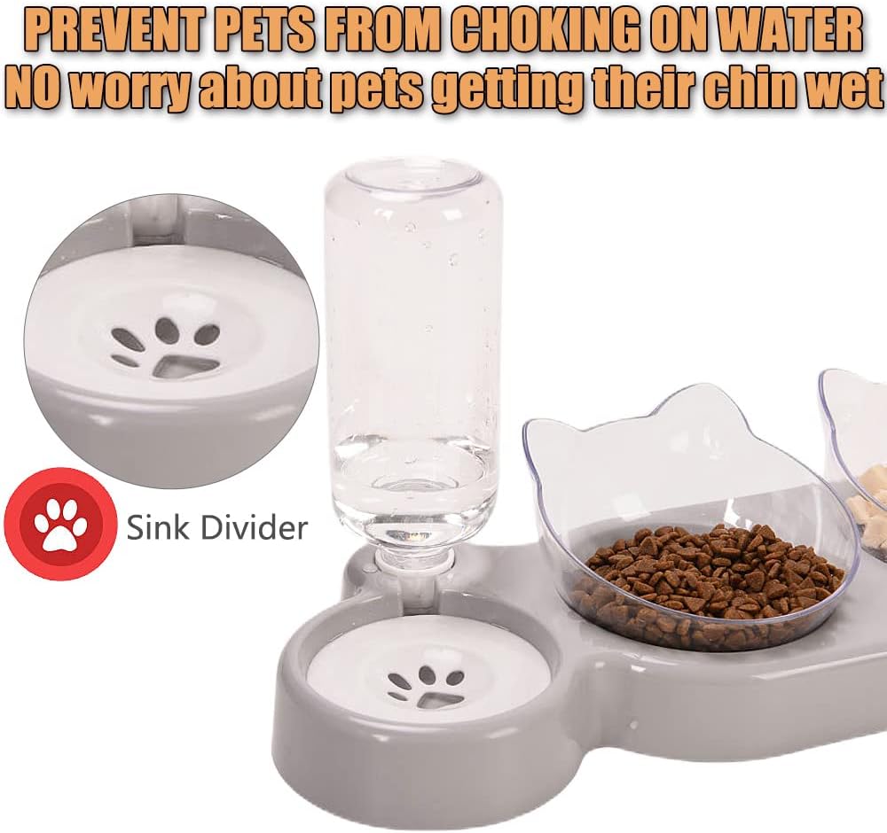 3-In-1 Cat Food and Water Bowl Set with Stand and Water Dispenser for Small/Medium Dogs and Cats - Image 5