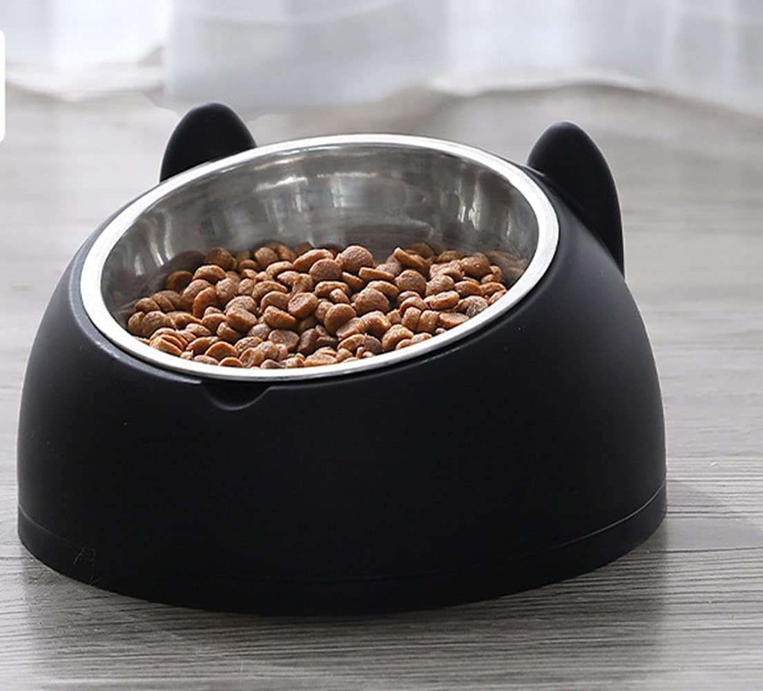 Stainless Steel Pet Cat Bowl 2-Pack, 200 ml, Black + White - Image 7