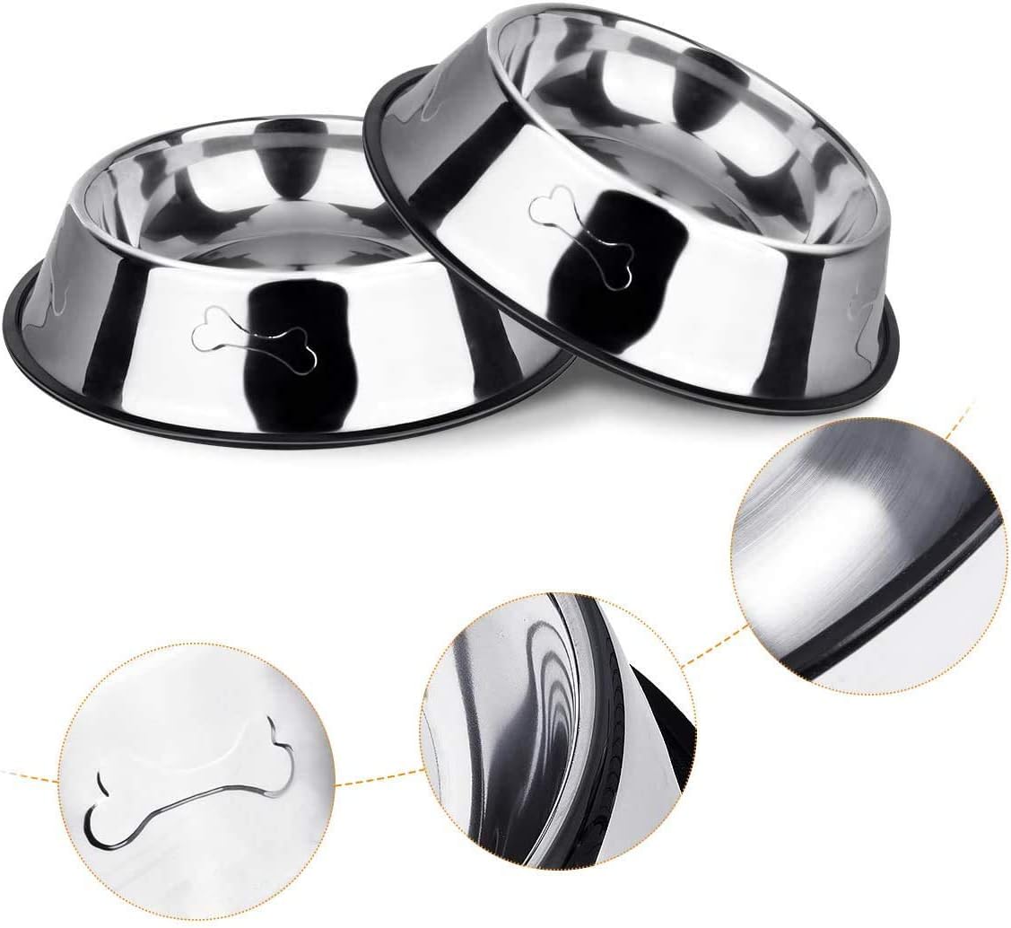 2 Stainless Steel Dog Bowls,Dog Feeding Bowls,Dog Food Plate Bowls With Non-slip Rubber Bases,Small Pet Feeder Bowls And Water Bowls (S- 350 ml/11.8oz) - Image 5