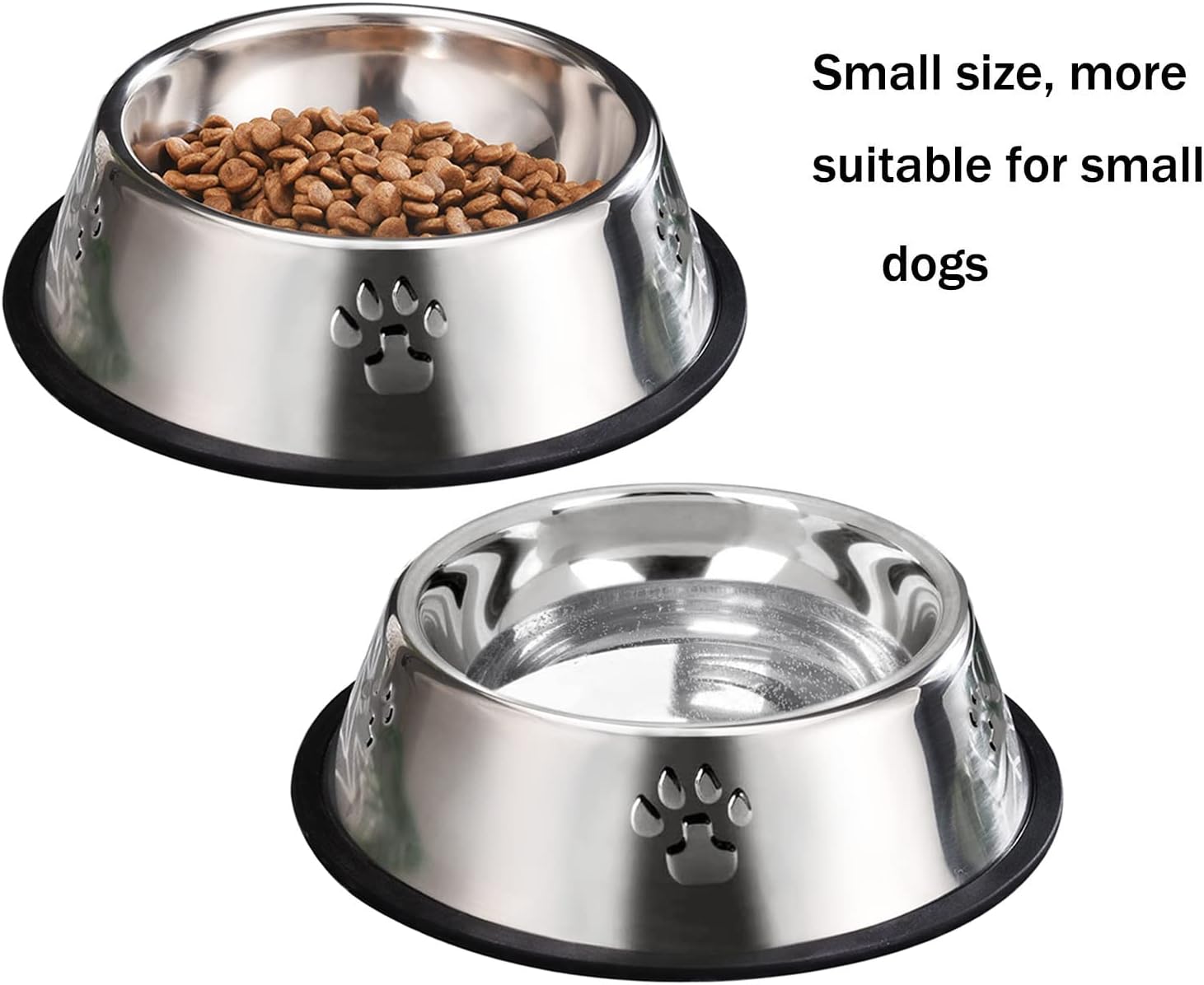 Stainless Steel Small Dog Bowls, Non-Slip Rubber Base, 2-Pack, 350 ml Each - Image 5