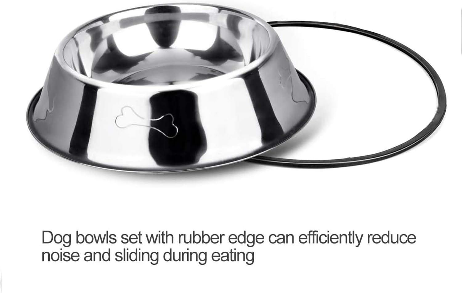 2 Stainless Steel Dog Bowls,Dog Feeding Bowls,Dog Food Plate Bowls With Non-slip Rubber Bases,Small Pet Feeder Bowls And Water Bowls (S- 350 ml/11.8oz) - Image 3