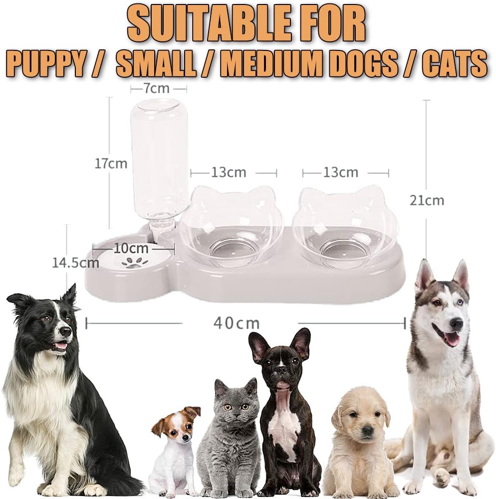 3-In-1 Cat Food and Water Bowl Set with Stand and Water Dispenser for Small/Medium Dogs and Cats - Image 7