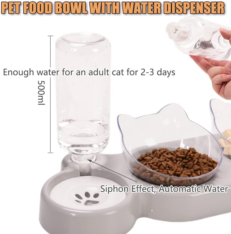 3-In-1 Cat Food and Water Bowl Set with Stand and Water Dispenser for Small/Medium Dogs and Cats - Image 3
