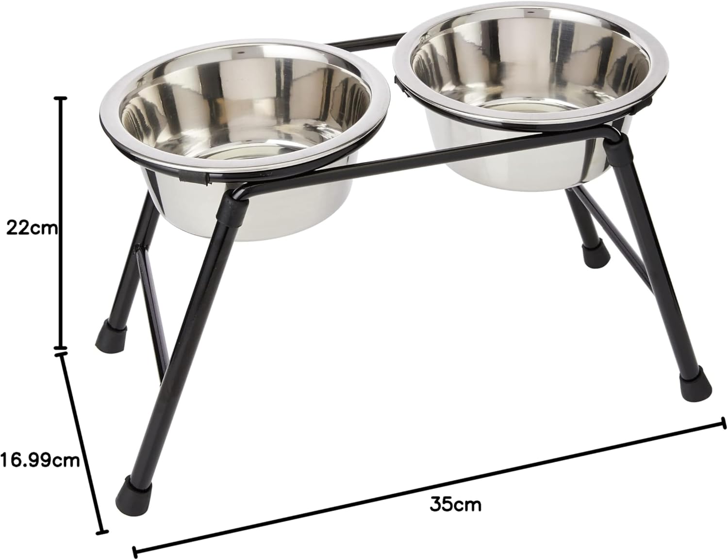 Double Feeder High Stand with 2 x 900 ml Stainless Steel Dishes, 220 mm Tall | Raised Double Dog Bowl | Durable Metal Frame | Easy Clean Removable Bowls - Image 4