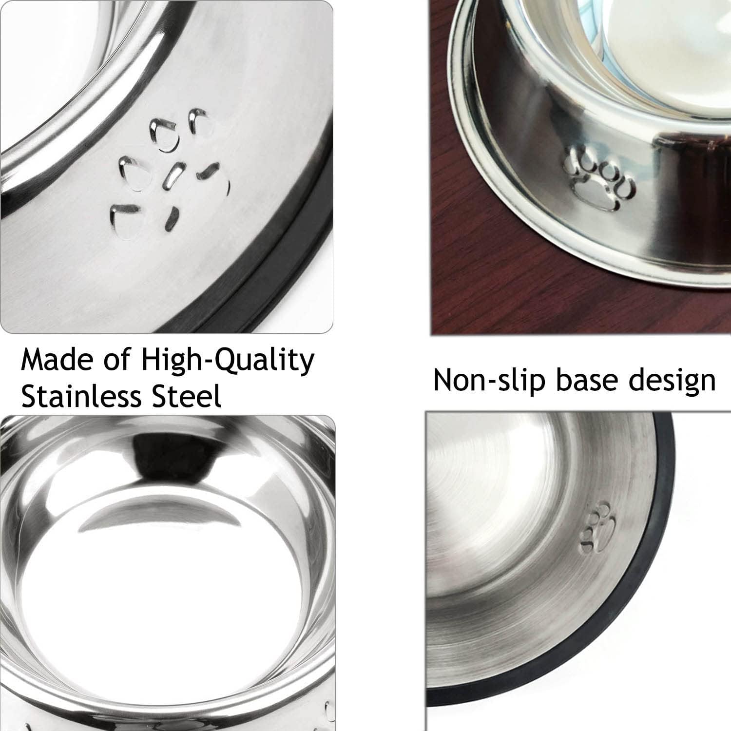 Stainless Steel Small Dog Bowls, Non-Slip Rubber Base, 2-Pack, 350 ml Each - Image 3