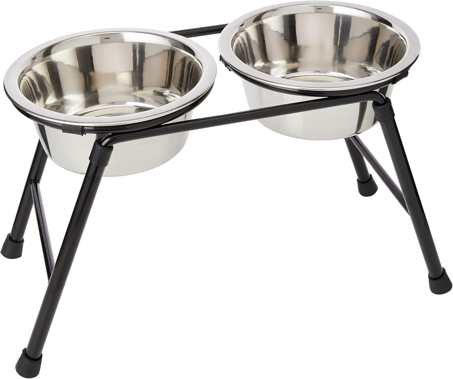 Double Feeder High Stand with 2 x 900 ml Stainless Steel Dishes, 220 mm Tall | Raised Double Dog Bowl | Durable Metal Frame | Easy Clean Removable Bowls