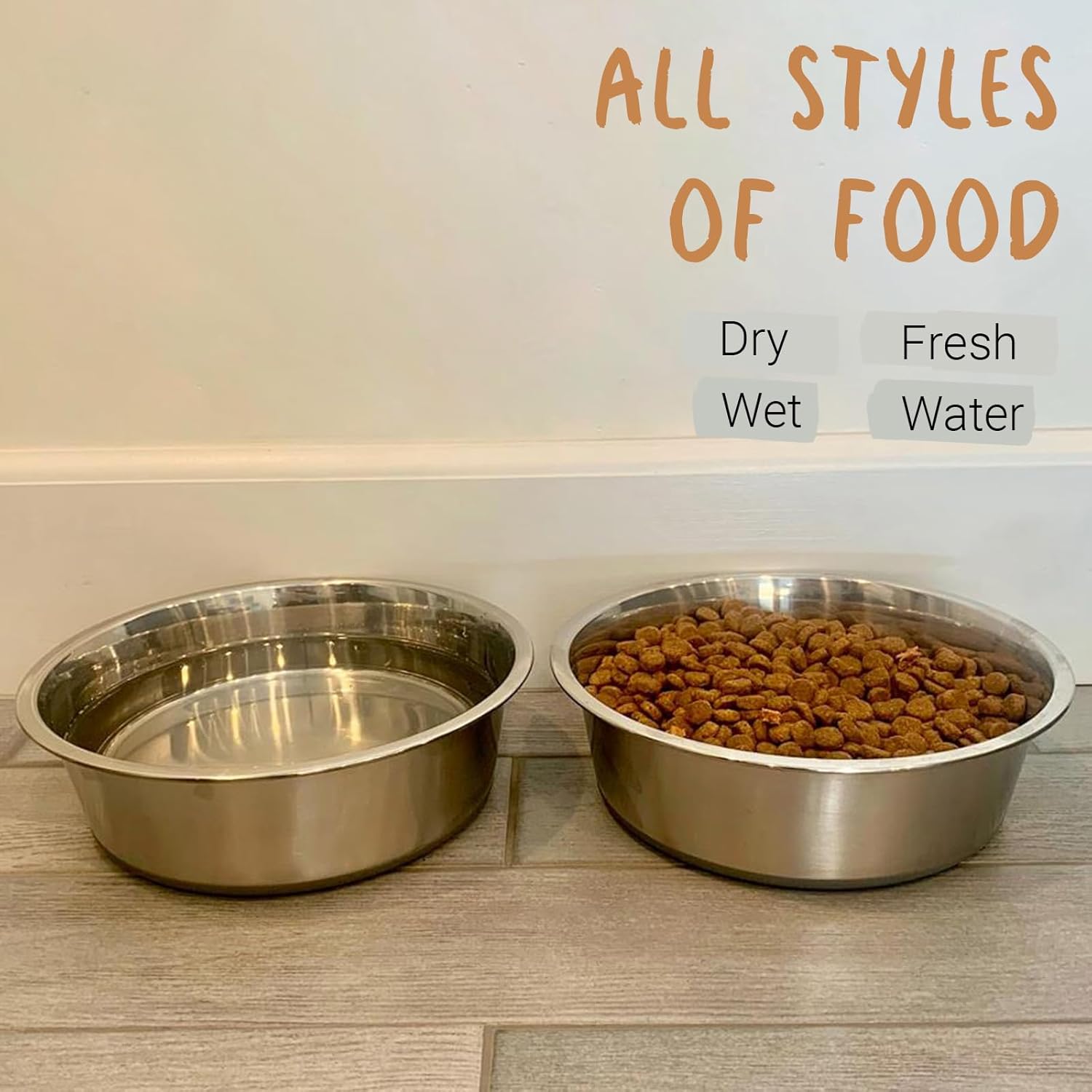 Stainless Steel Metal Dog Bowls, 900ml, 2 Pack - Image 5