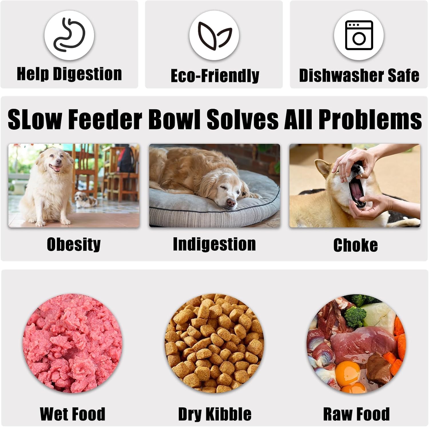 Small 16cm Anti-Choking Slow Feeder Dog Bowl, Grey - Image 4