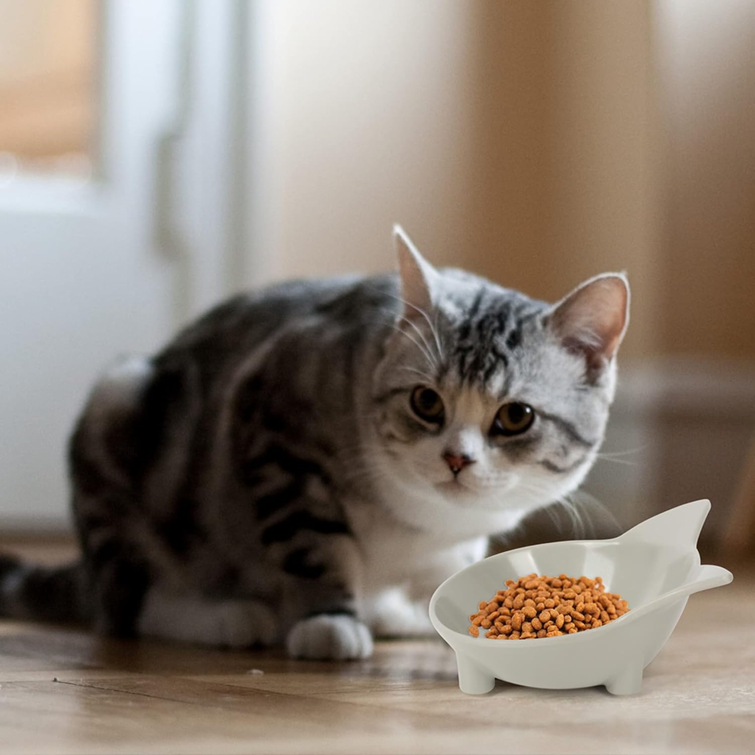 Cat Bowls, Anti-slip Multi-purpose Food and Water Bowl Set, 3-Pack - Grey/Black/White - Image 5