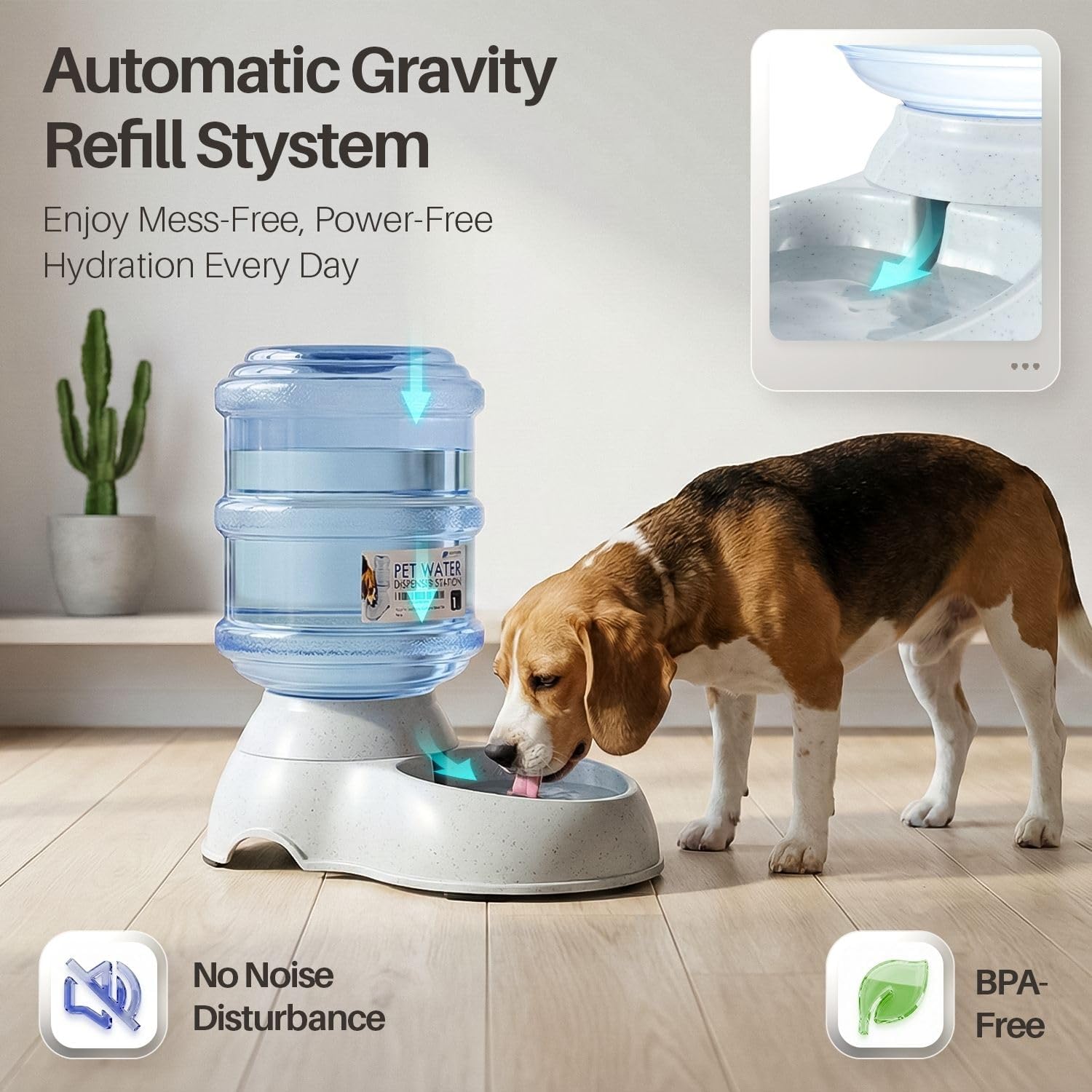 Automatic Dog Water Bowl Dispenser, 1 Gallon Gravity Pet Waterer - Image 3