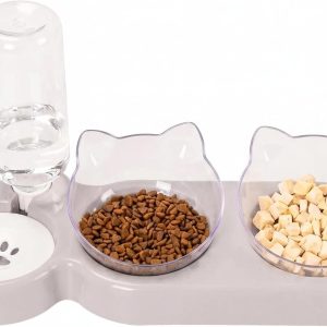 3-In-1 Cat Food and Water Bowl Set with Stand and Water Dispenser for Small/Medium Dogs and Cats