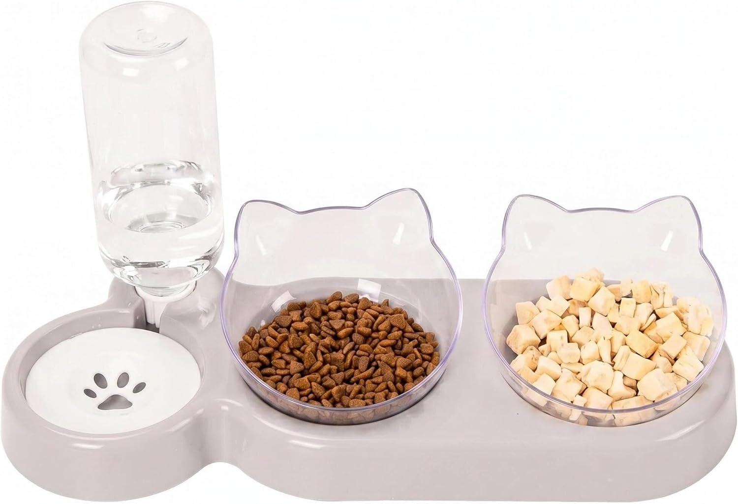 3-In-1 Cat Food and Water Bowl Set with Stand and Water Dispenser for Small/Medium Dogs and Cats