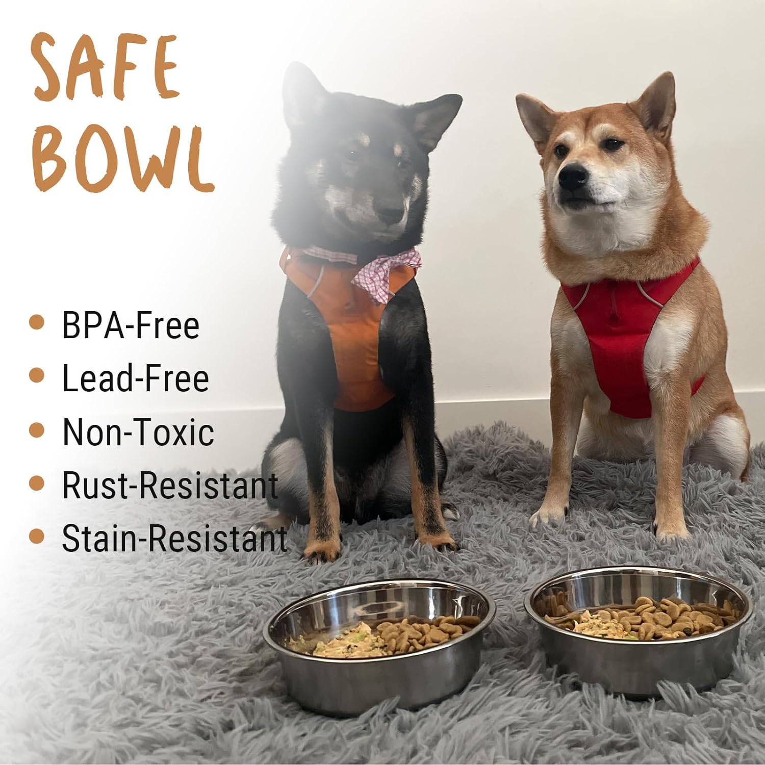 Stainless Steel Metal Dog Bowls, 900ml, 2 Pack - Image 3