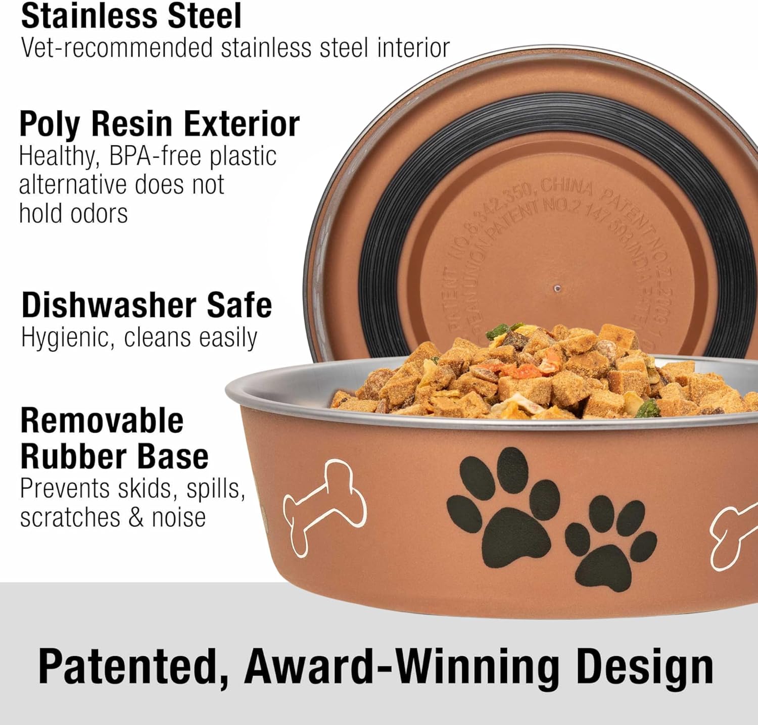 Medium Stainless Steel Dog Bowl, Non-Slip, Dishwasher Safe, Copper – 796 ml - Image 2