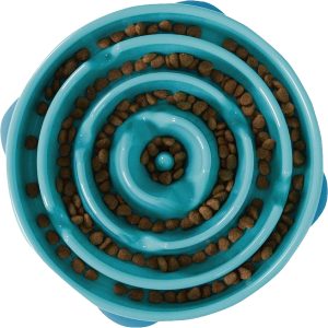 Slow Feeder Dog Bowl - Large, Slip Resistant, Durable Bowl for Food and Water (Turquoise)
