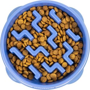 Slow Feeder Dog Bowl, Medium (Blue) - Slows Eating, Promotes Healthy Digestion, Slip Resistant